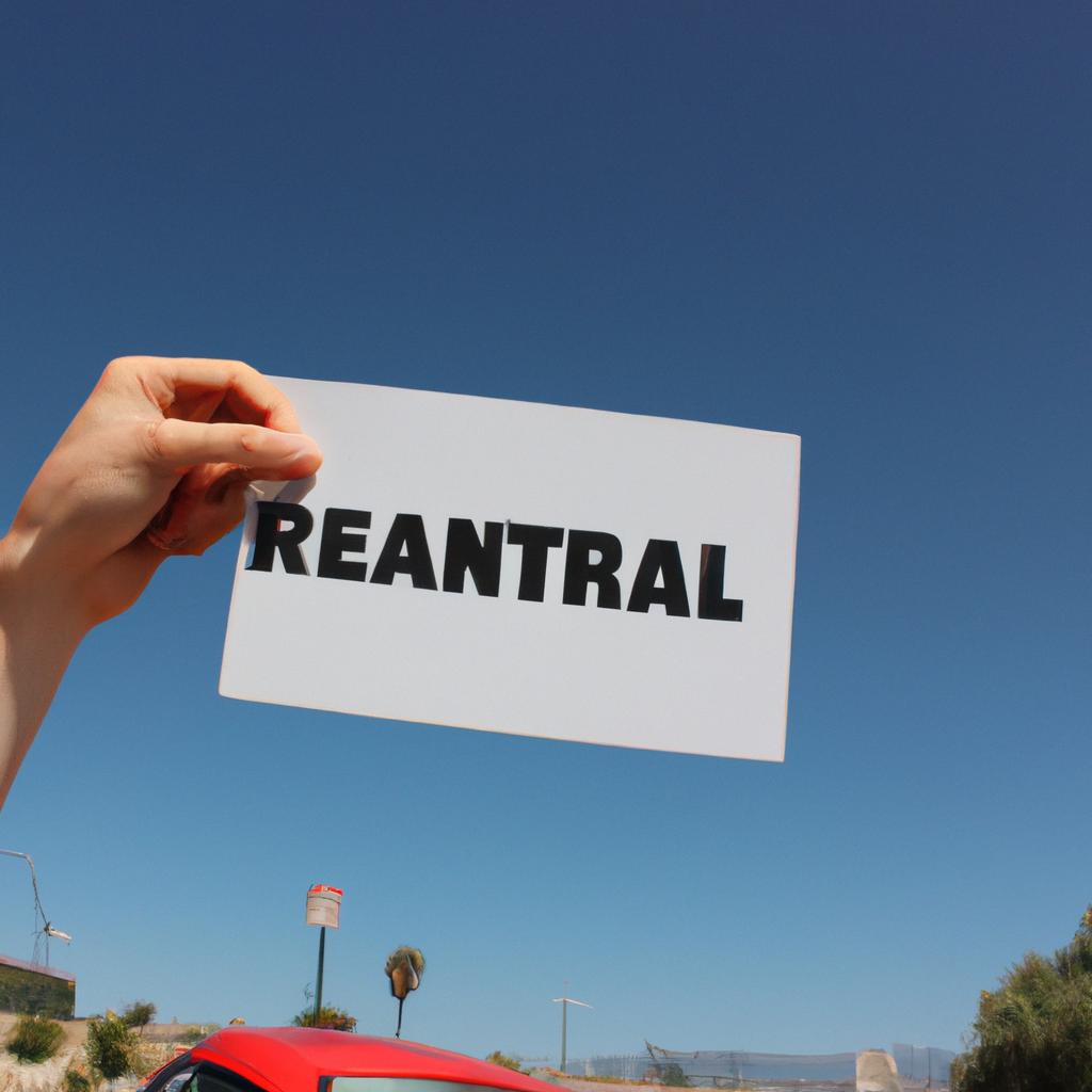 Person holding car rental sign
