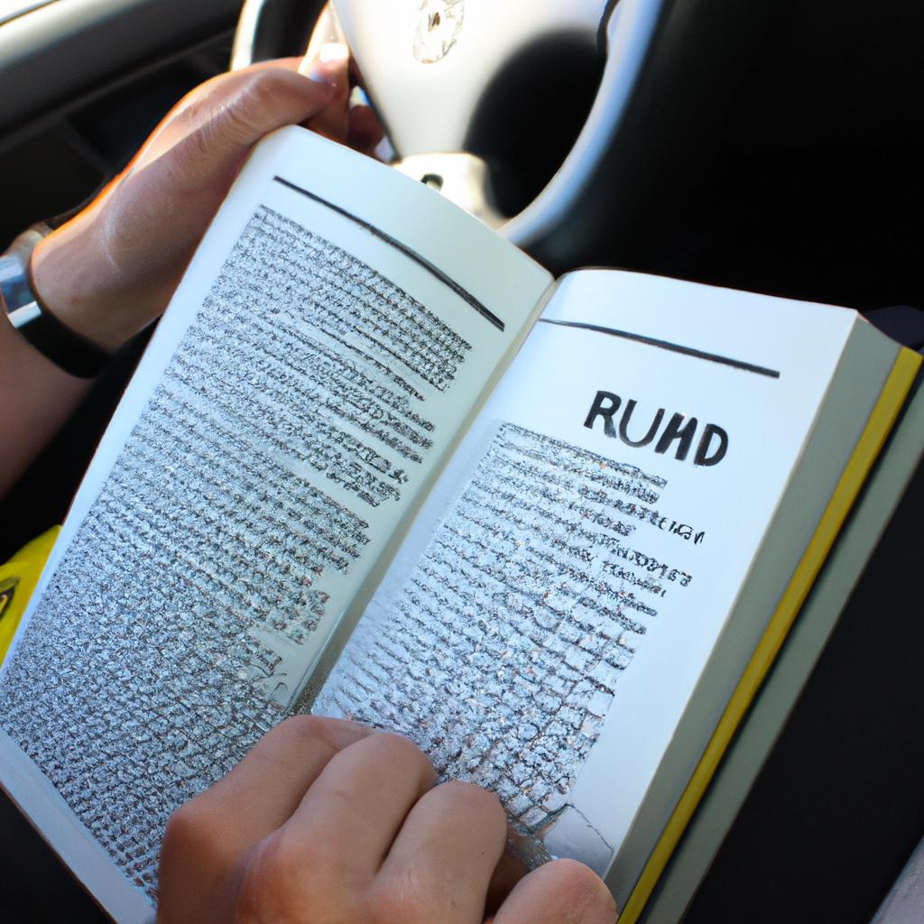 Person reading driving rule book